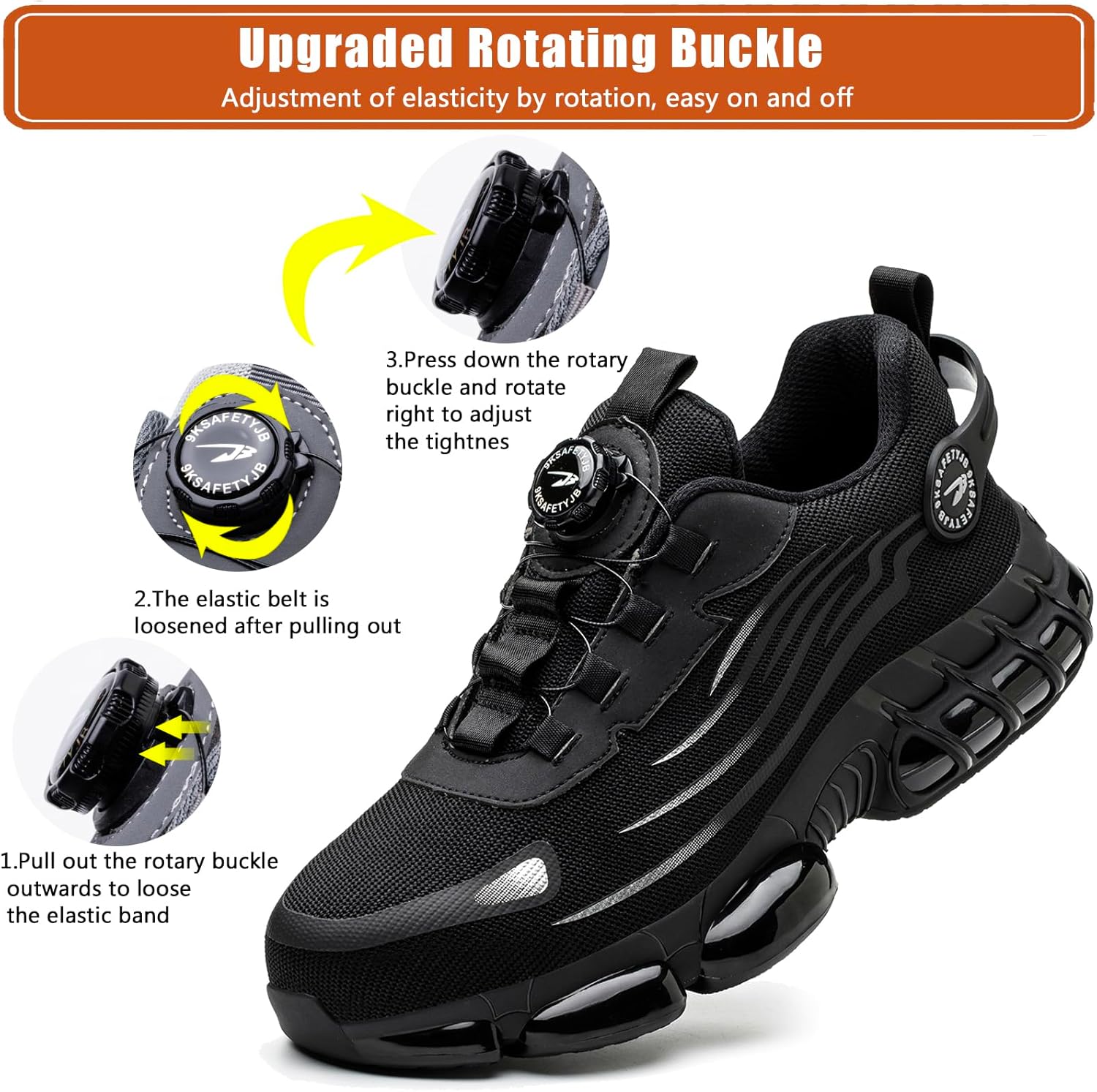 Lightweight Safety Shoes Unisex Men's Safety Trainers Ladies Steel Toe Cap Breathable Protective Work Shoes, black 03