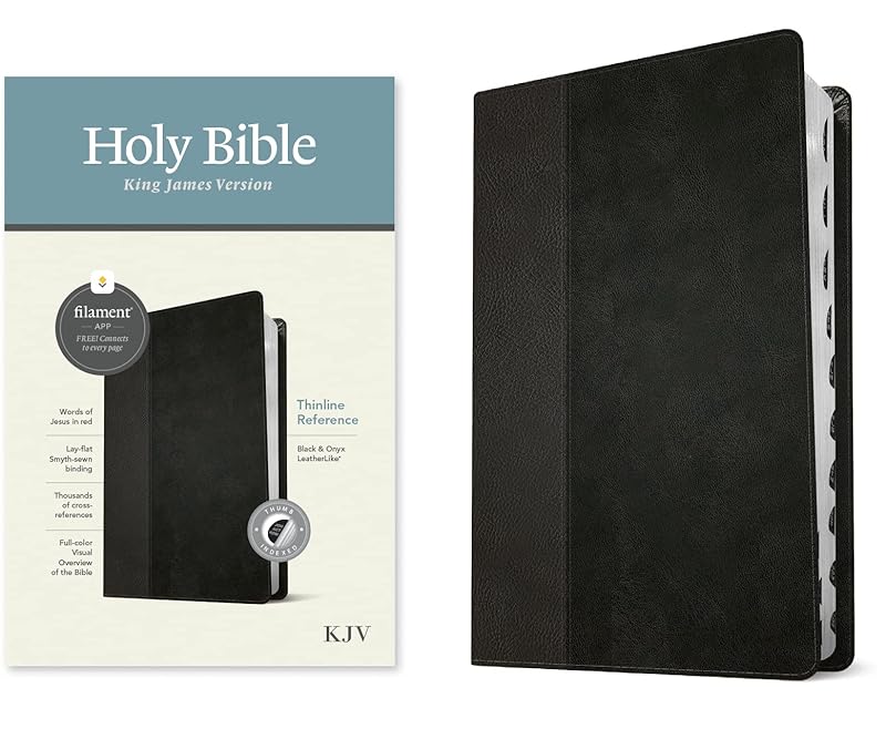 KJV Thinline Reference Bible, Filament-Enabled Edition (LeatherLike, Black/Onyx, Indexed, Red Letter) by Tyndale