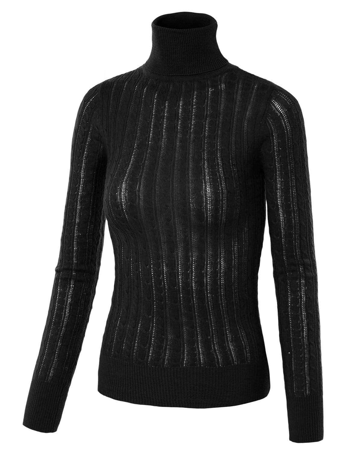 

LE3NO Womens Textured Knit Turtleneck Long Sleeve Shirt