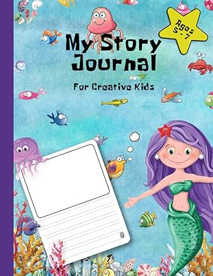 My Story Journal: Creative Story Book for kids, Grades k - 2, with guide lines for printing practice. (Mermaid Theme)
