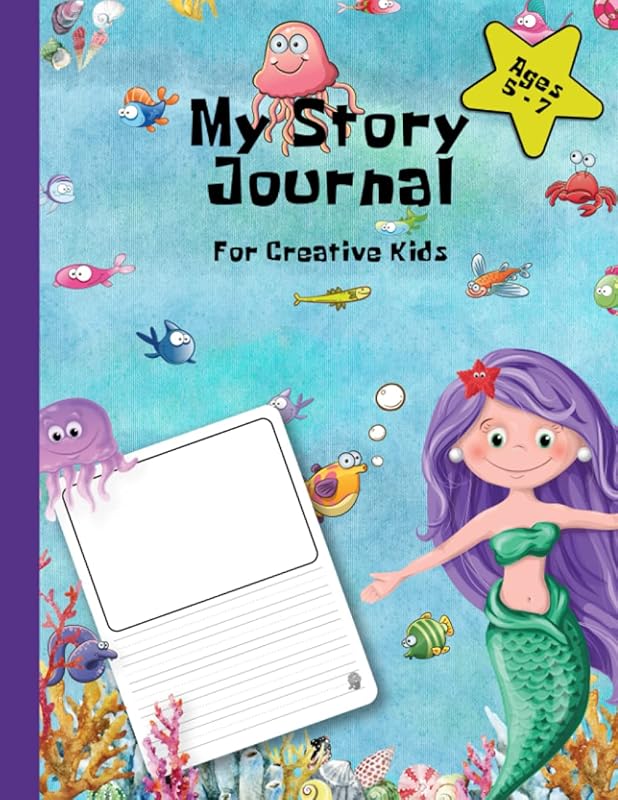 My Story Journal: Creative Story Book for kids, Grades k - 2, with guide lines for printing practice. (Mermaid Theme) by Lauren Swan