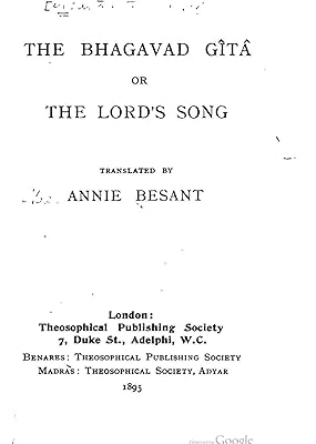 The Bhagavad Gita, or, the Lord's song