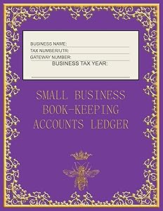 Small Business Book-Keeping Accounts Ledger: Large Book-keeping ledger for the small business and self-employed - Purple and Gold Colour Bee Cover
