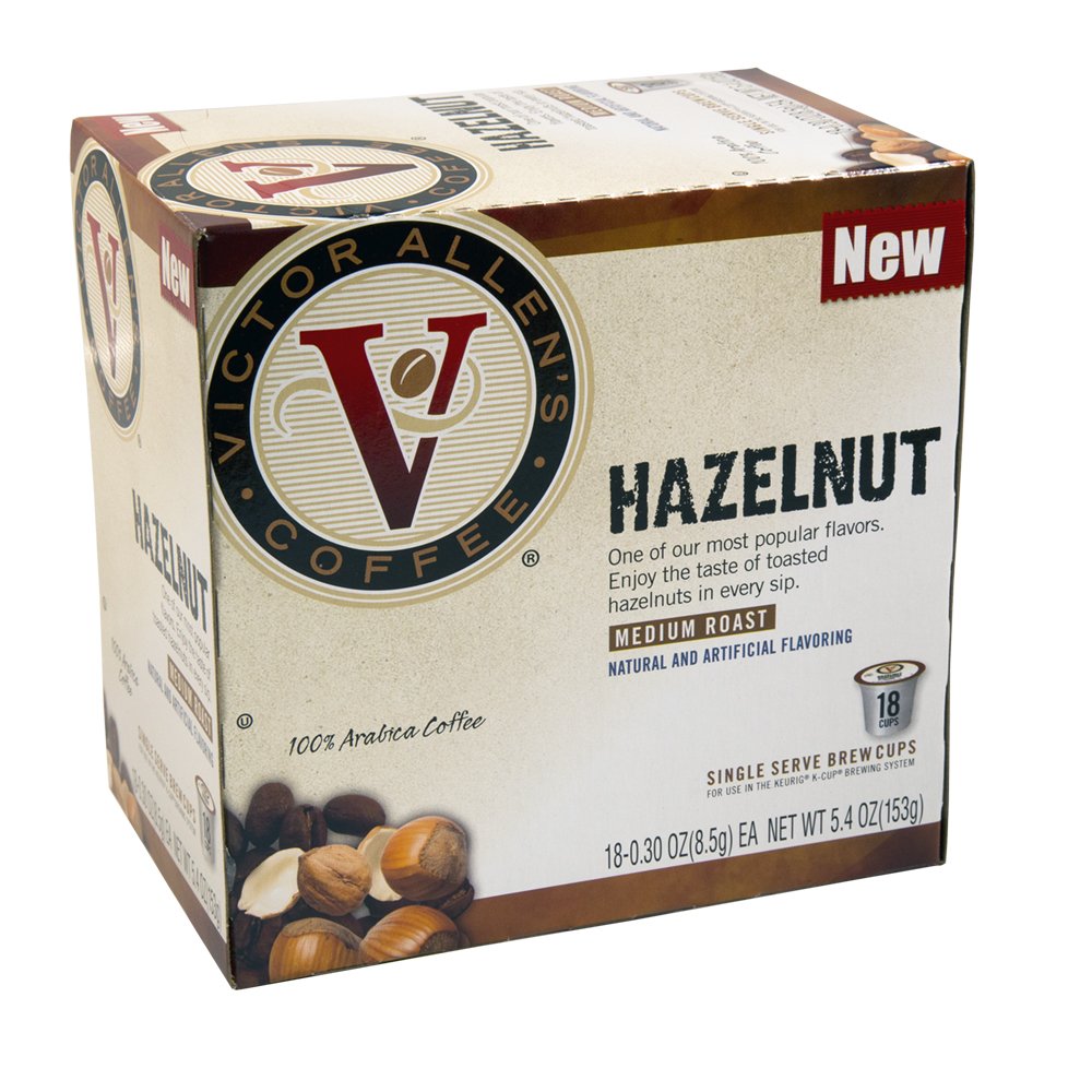 victor allen coffee, hazelnut, 18 count