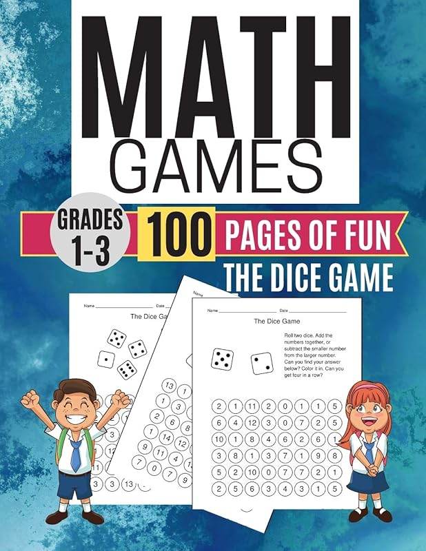 Math Games THE DICE GAME 100 Pages of Fun Grades 1-3 by Kitty Learning