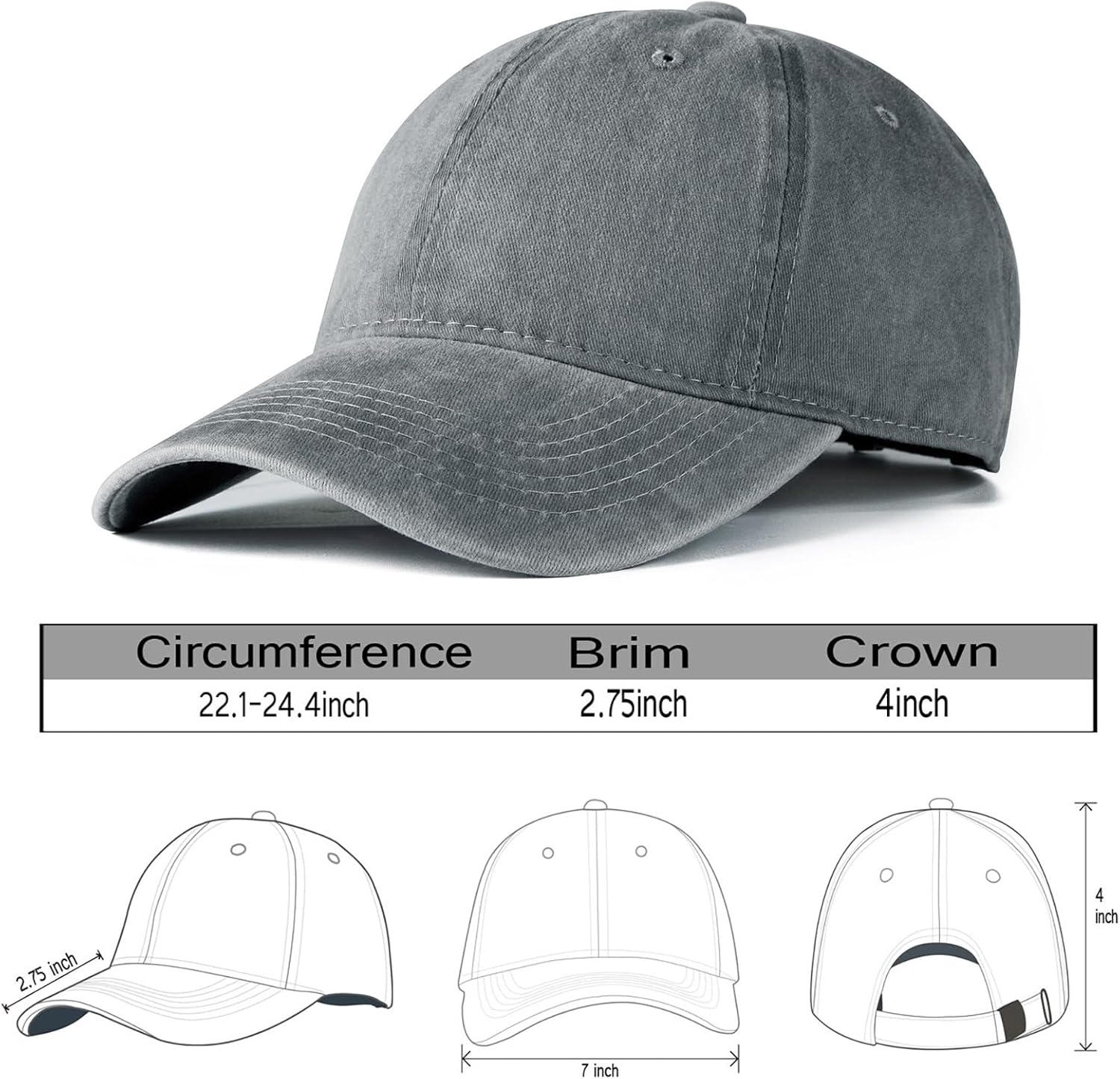 Unisex Low Profile Adjustable Washed Cotton Golf Dad Hat, Vintage Soft Top Baseball Cap For Men & Women_voghion.com