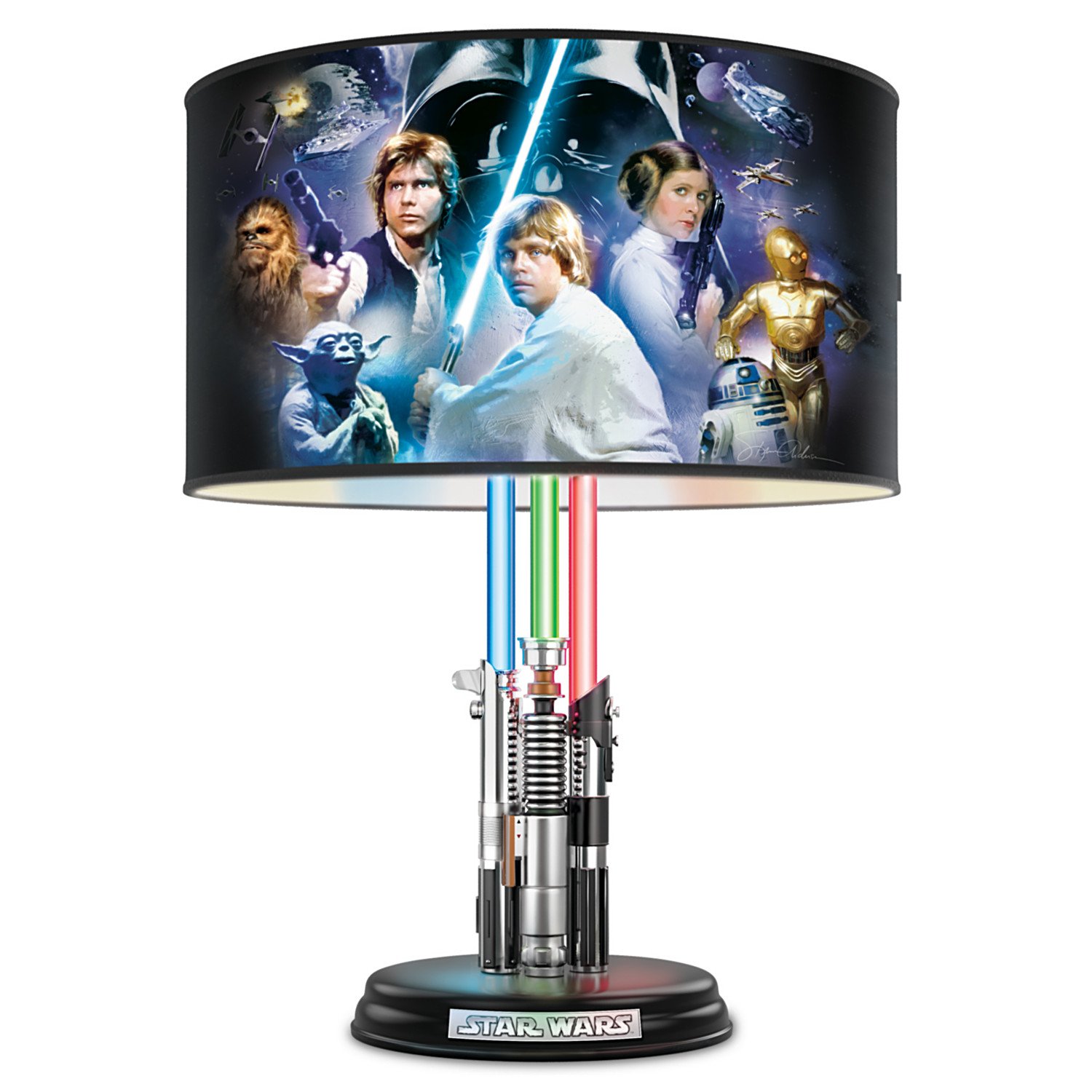 Star Wars Lightsaber Lamp with Illuminated Lightsabers and Steve Anderson Art by The Bradford Exchan