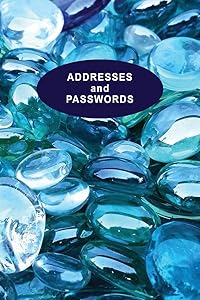 Low Vision Address Book and Password Record: 6" x 9" Large Print Organizer for Visually Impaired with Blue Glass Design Cover by Babbs Notes