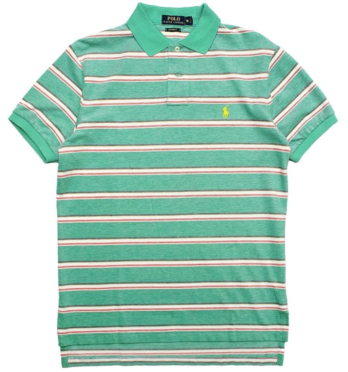 polo ralph lauren mens striped short sleeve polo shirt palegreen