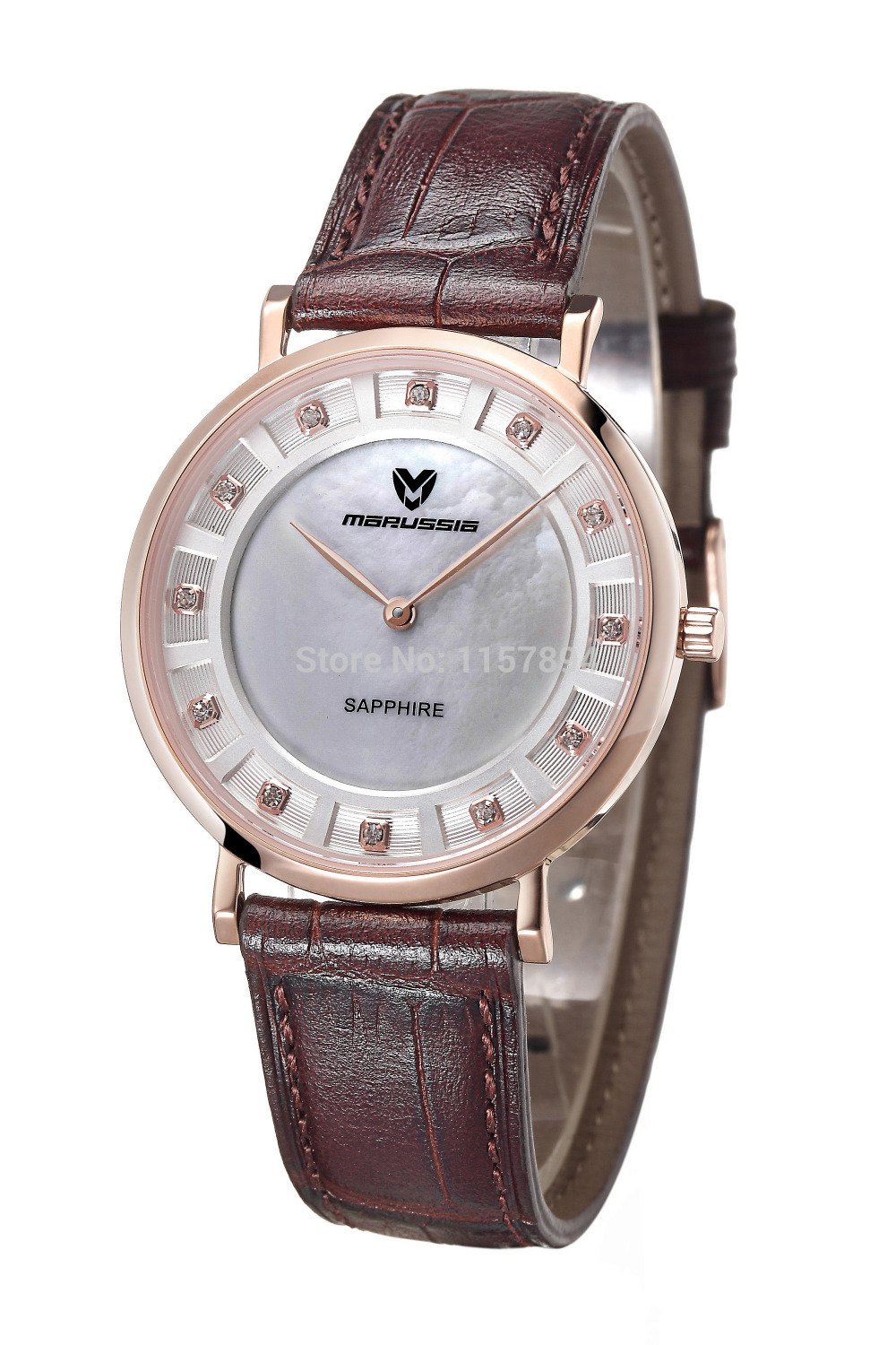 

Marussia Genuine Diamond Lattice Design Ultra-thin Waterproof Fashion Business Men Quartz Watch Authentic Leather Band Watches By LNTGO
