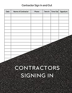 Contractors Signing In Book: Log Book for Visitors and Contractors Signing In - Out, 110 Pages by Vanessa Press. Studio