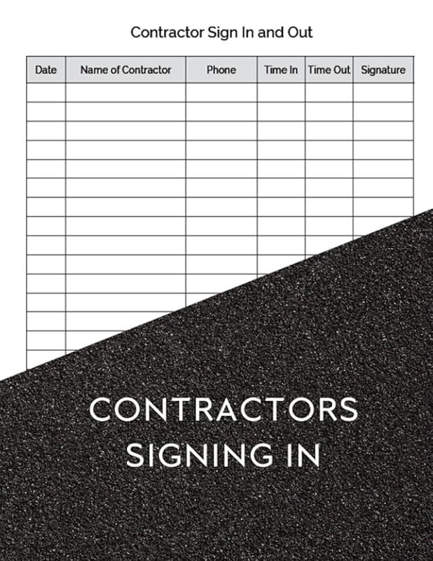 Contractors Signing In Book: Log Book for Visitors and Contractors Signing In - Out, 110 Pages by Vanessa Press. Studio