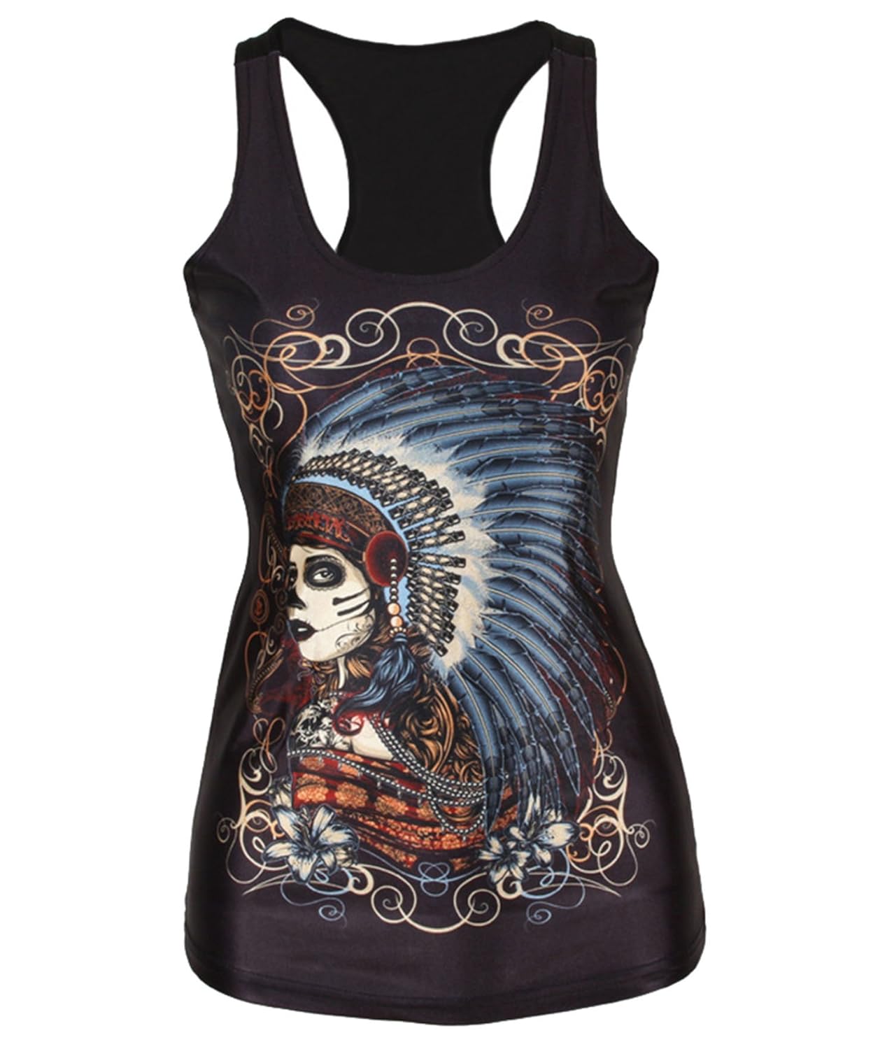 

SOTW 2015 Hot Women Skeleton Printed Sleeveless T Shirt Vest Tank Tops