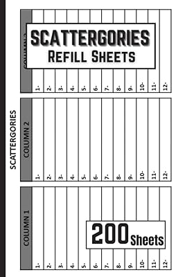Scattergories Refill Sheets: 200 Sheets for Playing Scattergories Board Game