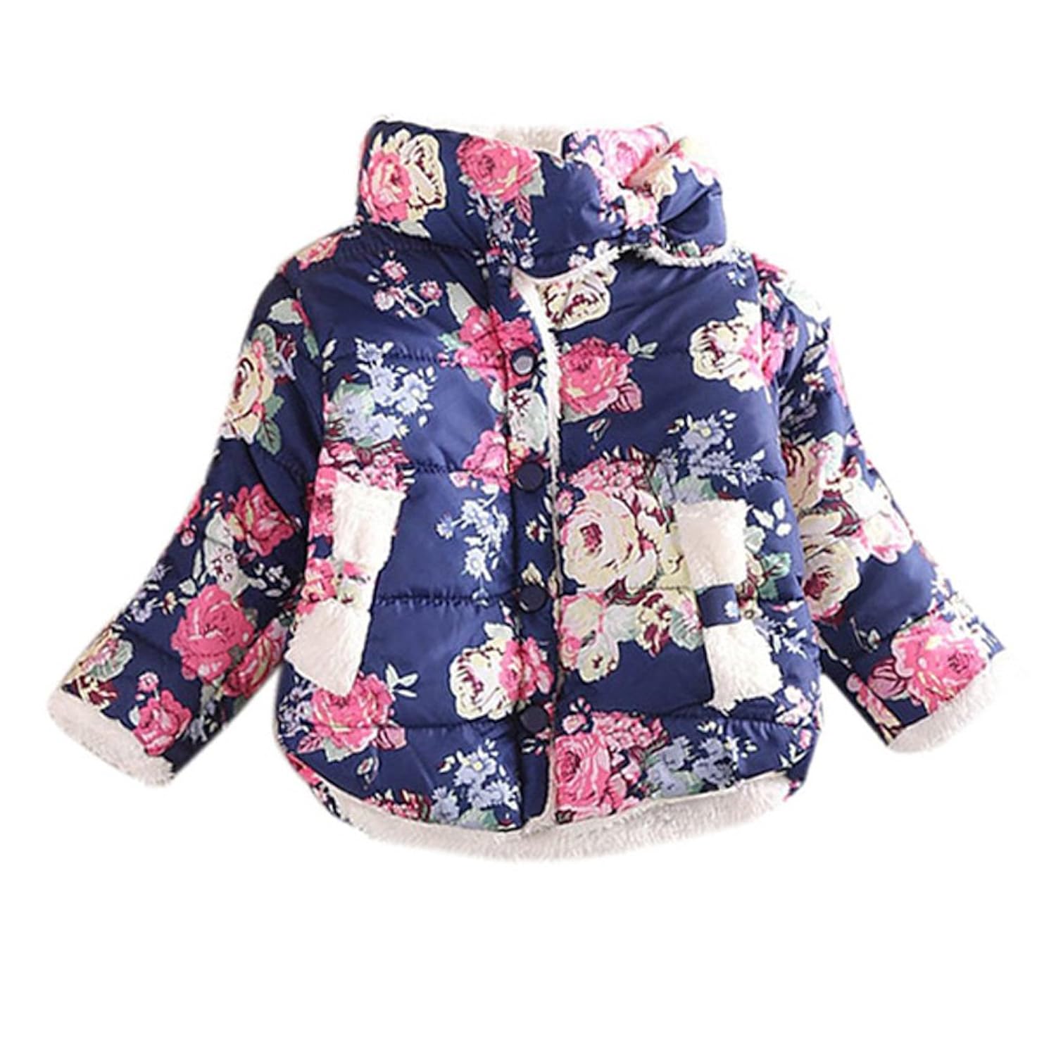 

Urparcel Baby Girls Jackets Outerwear Winter Warm Down Coats Thick Floral Bow