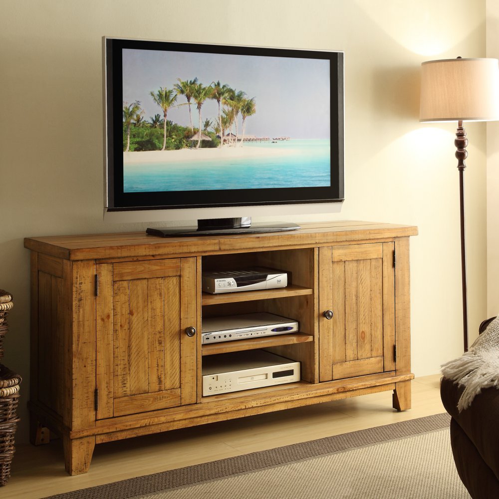 

2-Door TV Cabinet in Canby Rustic Pine Finish