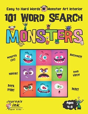 Monster Word Search Book for Kids Ages 4-8: 101 Puzzle Pages. Custom Art Interior. Cute fun gift! SUPER KIDZ. Collection of Friends. (Monsters WSO17)