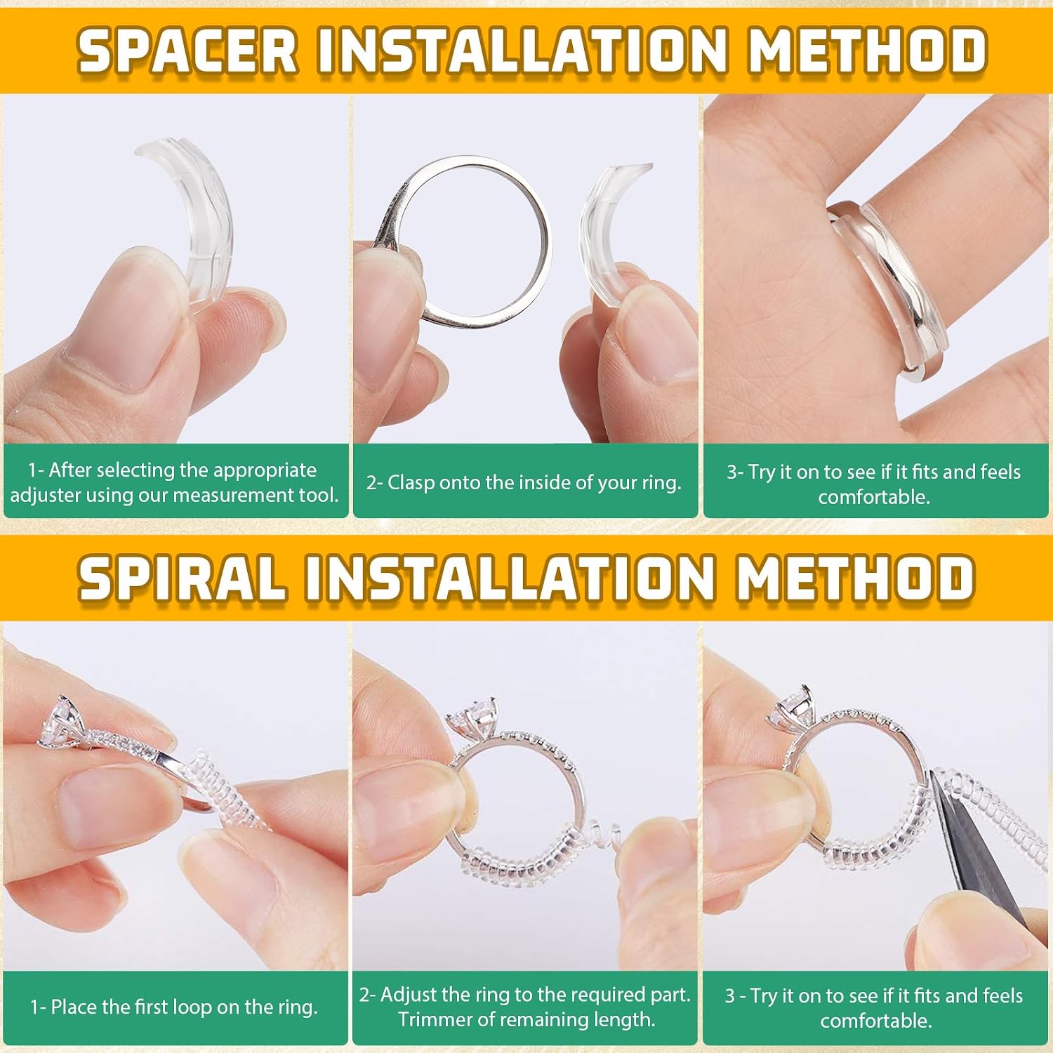 Transparent Silicone Ring Adjuster Guards 14Pcs Invisible Ring Tightener Spacer For Loose Thick Band Rings Women Men_voghion.com