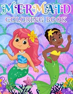 Mermaid Coloring Book: Fun For Kids Of All Ages, Cute Mermaid Design (30 Pages, 8.5x11inches): Black Mermaid Coloring Book
