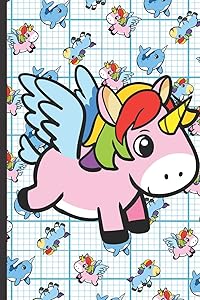 Coloring Book with Positive Affirmations and Stress Relief: Pink Unicorn on a Blue Grid Background with Narwhals and Unicorns on the Cover. by FunnyReign Publishing
