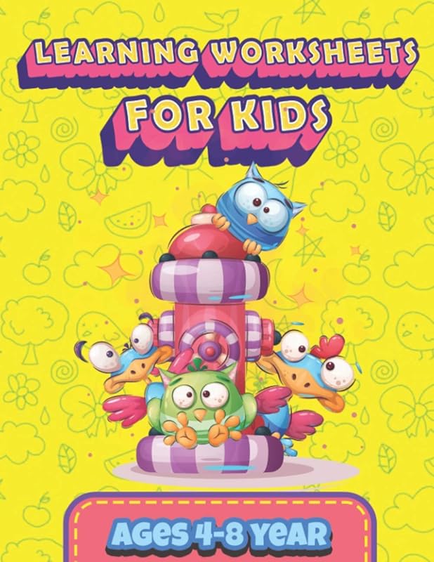 learning worksheets for kids ages 4-8 year: Mazes, Word Search, Coloring, Picture Puzzles, and More! by rebeca book