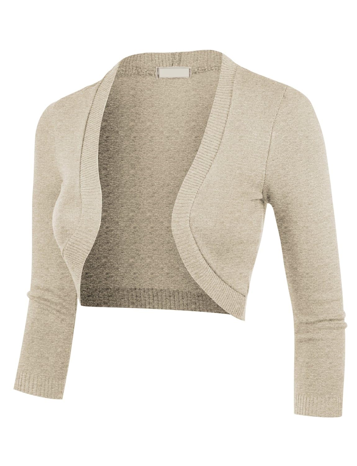 

LE3NO Womens Plus size 3/4 Sleeve Cropped Bolero Knit Cardigan