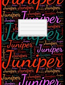 Juniper: College Ruled Composition Book, 200 pages, 7.44" x 9.69", white paper with light grey lines, Soft black cover filled with wordcloud made of ... colors and directions and a red spline. by NWF Publishing