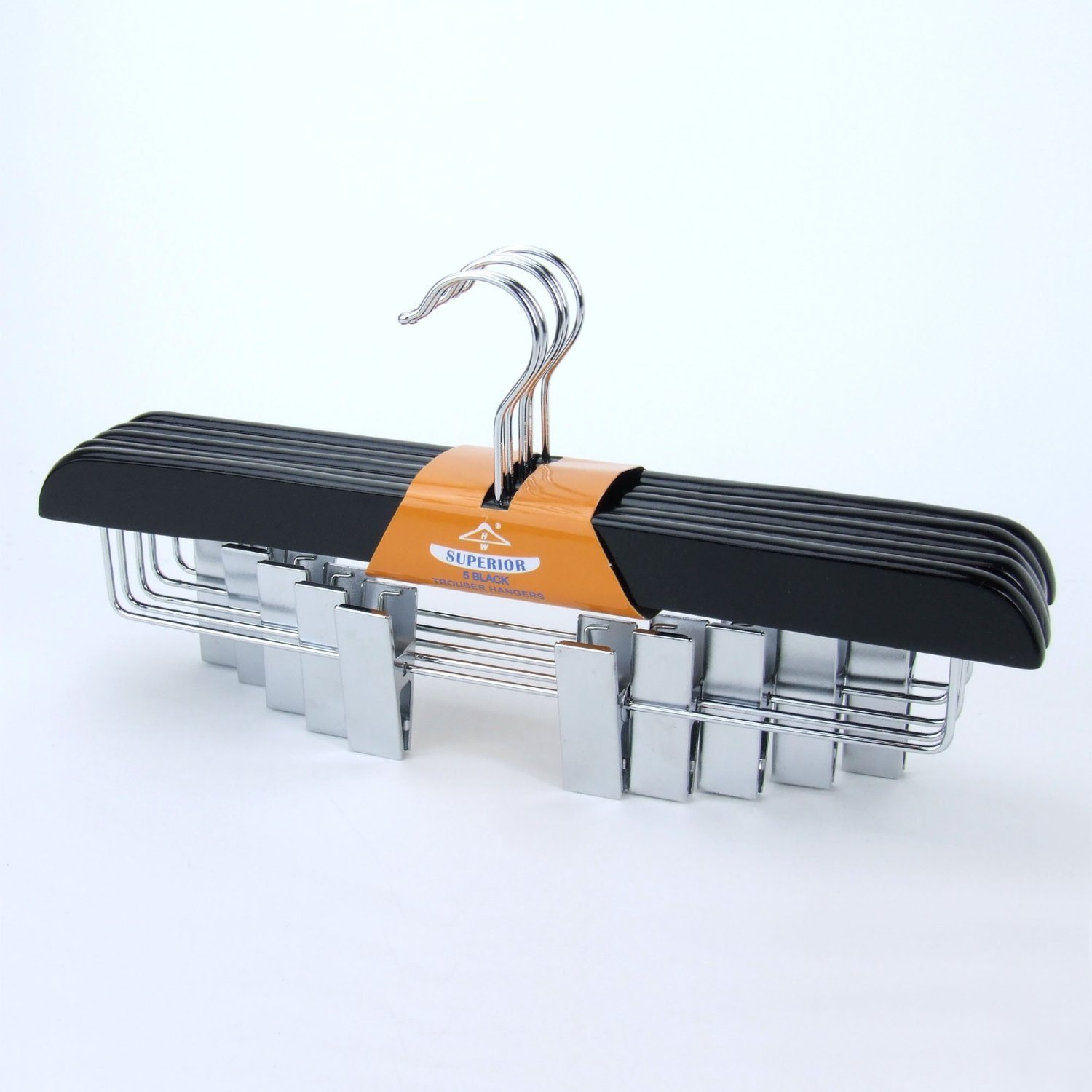 

Hangerworld Pack of 50 Black Wooden Clip Coat Clothes Hangers - High Quality - 36cm wide (14") Great for Hanging Trousers and Skirts
