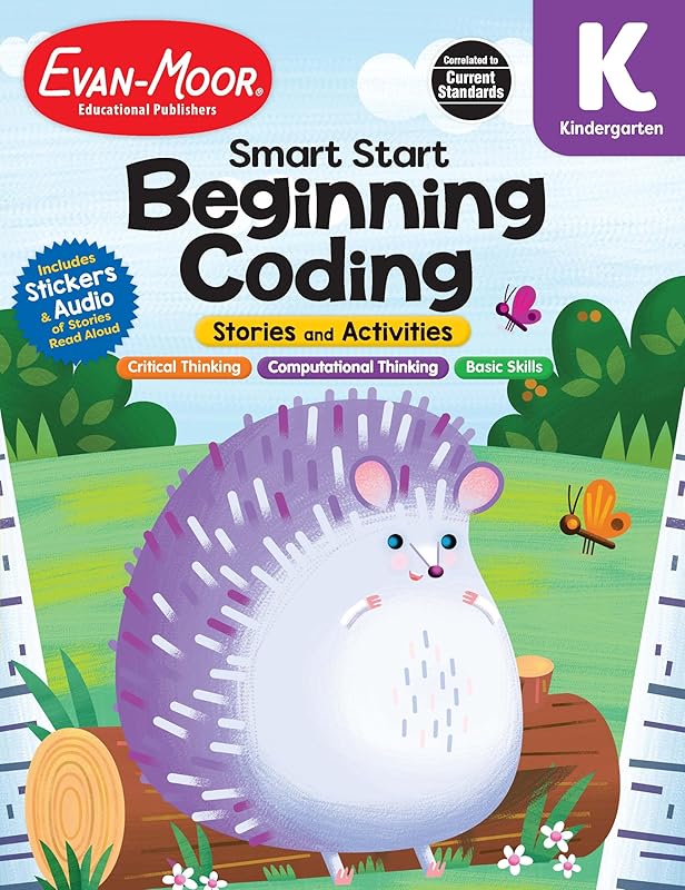 Evan-Moor Smart Start Beginning Coding, Grade K, Activity Workbook, Includes Stickers and Audio read along, Basic Skills, Critical Thinking, ... ... Beginning Coding Stories and Activities) by Evan-Moor Educational Publishers