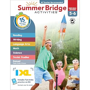 Summer Bridge Activities 5th to 6th Grade Workbooks All Subjects, Middle School Books With Math, Language Arts, Reading Comprehension, Science, Social Studies, Fitness, Flash Cards, and More by Summer Bridge Activities
