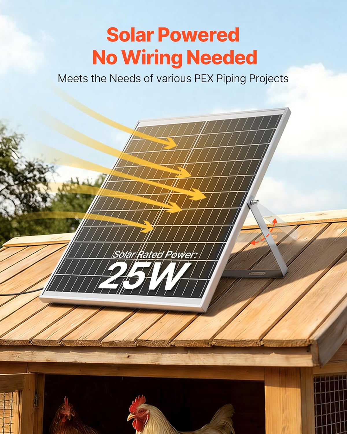 VEVOR Solar Powered Fan, 25W Solar Panel With 4 Fans, Adjustable Solar Panel Angle, 2668 RPM High-Speed, Flexible Installation, Fast Air Exchange_voghion.com