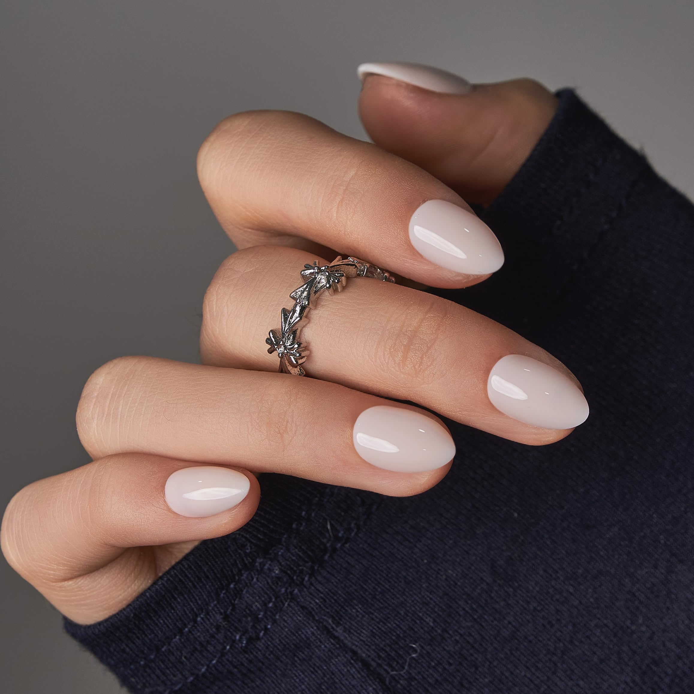 Soft Gel Almond Press On Nails Peach Nude Reusable Nail Kit_voghion.com