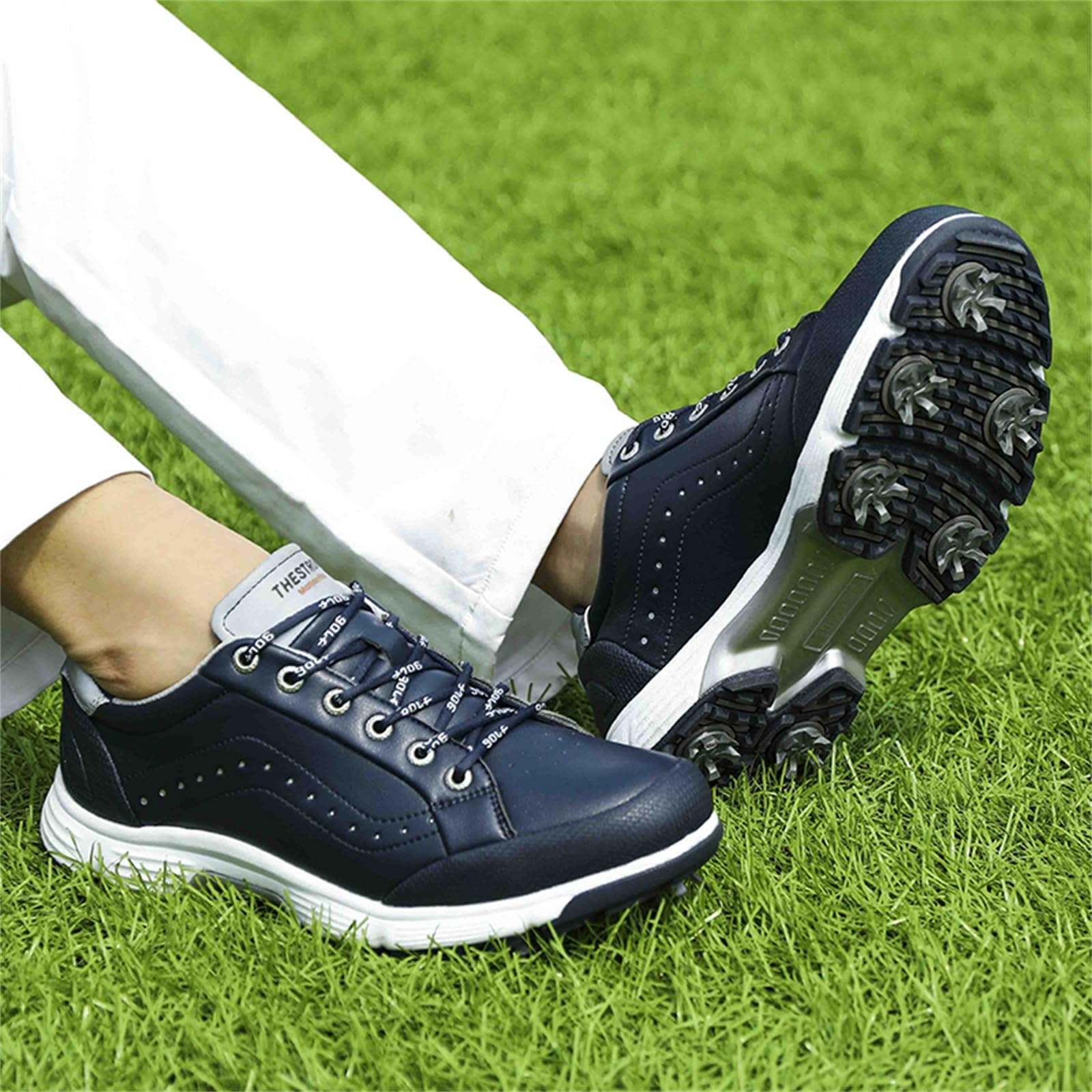 Scarpe da golf uomo con tacchetti sneakers professionali grip_voghion.com