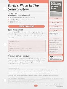 Science Leveled Readers: Below Level Reader Teacher Guide Grade 03 Earth's Place in the Solar System