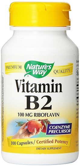 natures way vitamin b2, 100 mg riboflavin, 100 capsules: health