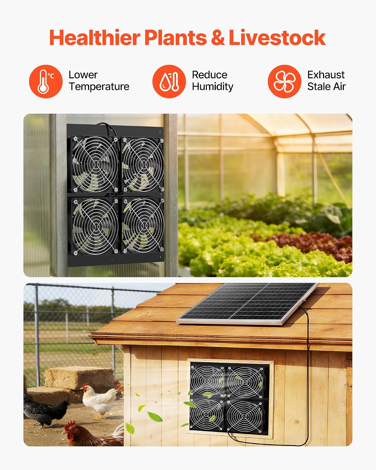 VEVOR Solar Powered Fan, 25W Solar Panel With 4 Fans, Adjustable Solar Panel Angle, 2668 RPM High-Speed, Flexible Installation, Fast Air Exchange_voghion.com