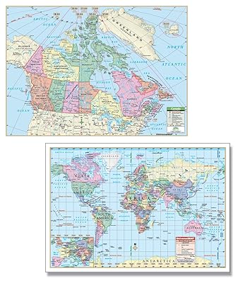 Canada/World Rolled Map Combo-Laminated