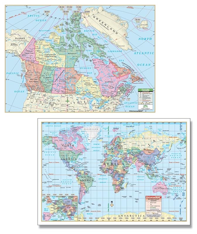 Canada/World Rolled Map Combo-Laminated by Canada/World Rolled Map Combo (Laminated)