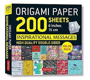 Origami Paper 200 sheets Inspirational Messages 6" (15 cm): Tuttle Origami Paper: Double Sided Origami Sheets Printed with 12 Different Designs (Instructions for 8 Projects Included)