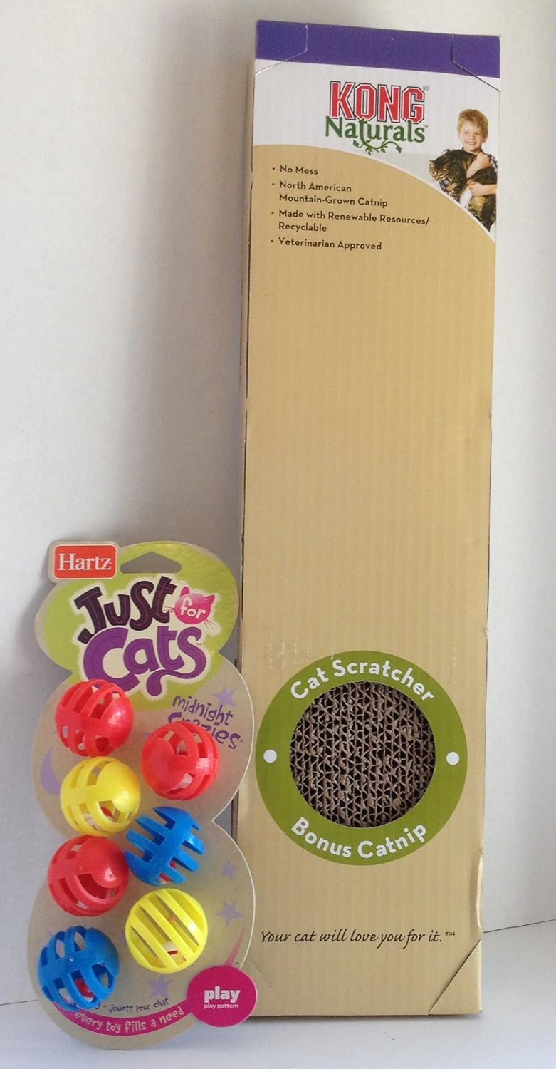 

Kong Naturals Cat Scratcher Single & Hartz Just for Cats Play Balls W/jingle