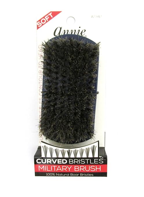 ANNIE SOFT WOODEN CURVED BRISTLES MILITARY BRUSH #2342 NATURAL BOAR&REINFORCED - Picture 2 of 10