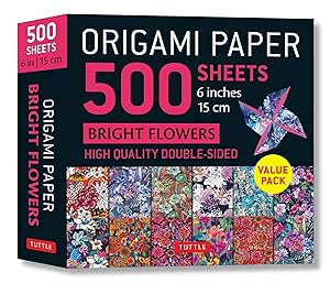 Origami Paper 500 sheets Bright Flowers 6" (15 cm): Double-Sided Origami Sheets with 12 Punchy Floral Designs (Instructions for 5 Projects Included) by Tuttle Studio