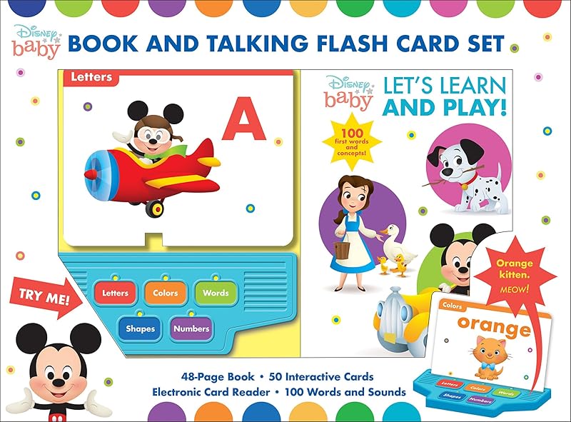 Disney Baby - Let's Learn and Play! Book and Talking Flash Card Sound Book Set - PI Kids by PI Kids