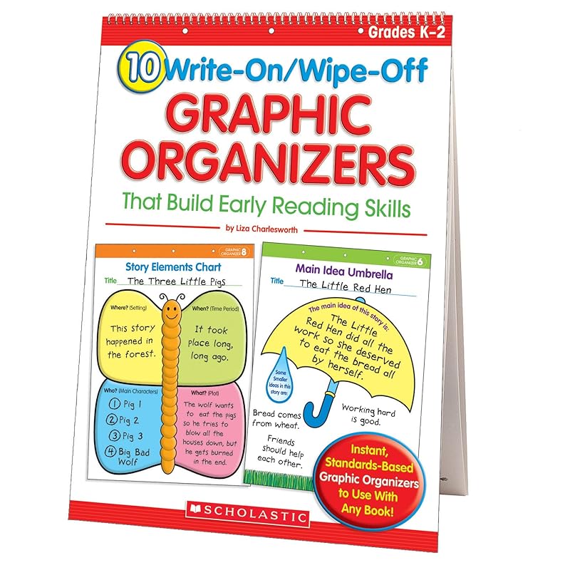 SCHOLASTIC TEACHING RESOURCES SC-0439827736 10 WRITE-ON/WIPE-OFF GRAPHIC ORGANI ZERS THAT BUILD EARLY READING SKILL by Liza Charlesworth