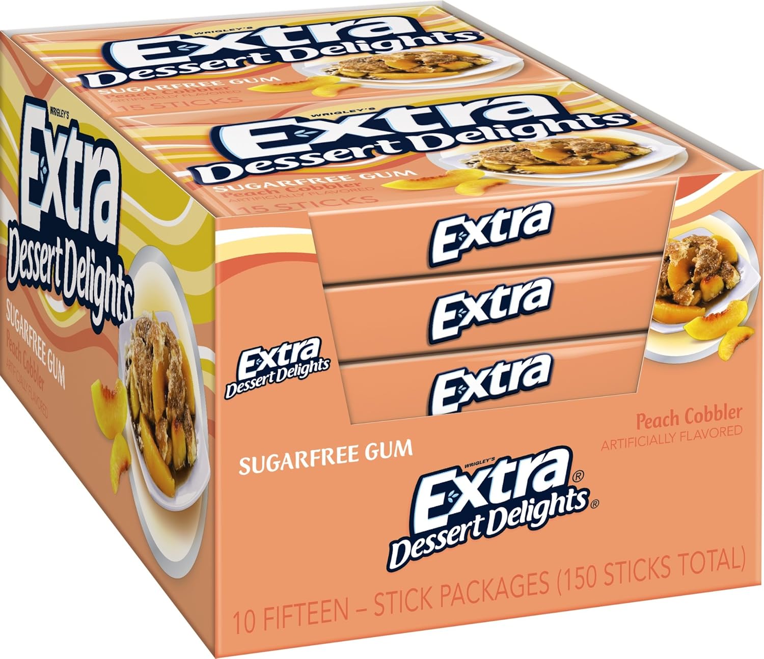 extra sugar free gum, dessert delights peach cobbler, 15 stick