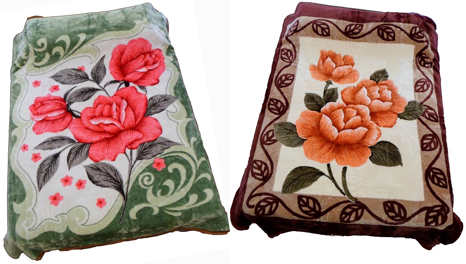 

Heavy Weight Double Side Queen Size Super Soft Mink Blankets By Venice Collections Flowers#395