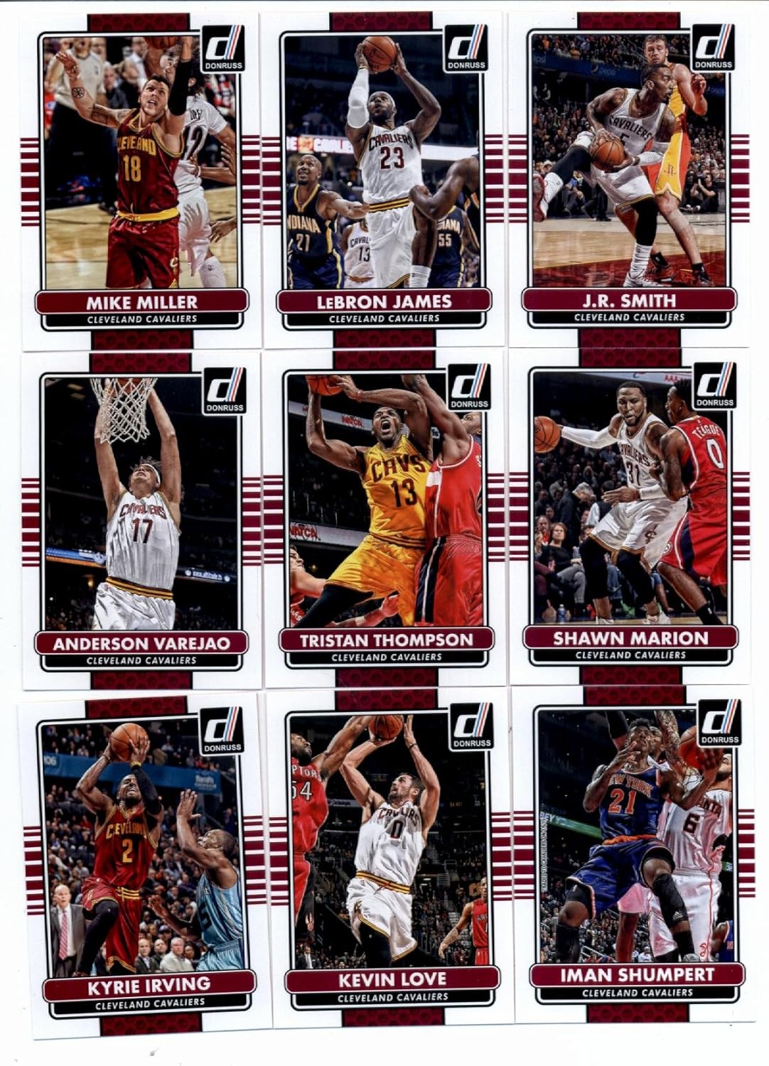 

2014/15 Donruss Basketball Team Set (Veterans)- Cleveland Cavaliers (8 Cards)> Kyrie Irving,Kevin Love,Iman Shumpert,Anderson Varejao,Tristan Thompson,Shawn Marion,Mike Miller,LeBron James