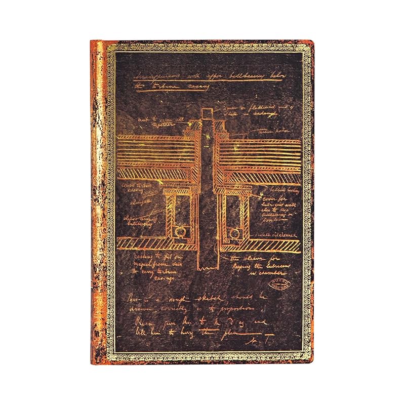 Paperblanks | Tesla, Sketch of a Turbine | Embellished Manuscripts Collection | Softcover Flexi | Mini | Lined | 208 Pg | 80 GSM by Paperblanks