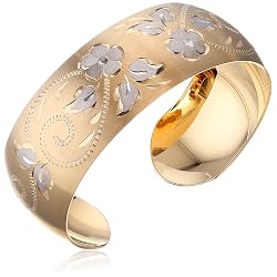 14k Yellow Gold Filled Hand Engraved Cuff Bracelet- engraved bracelets for women