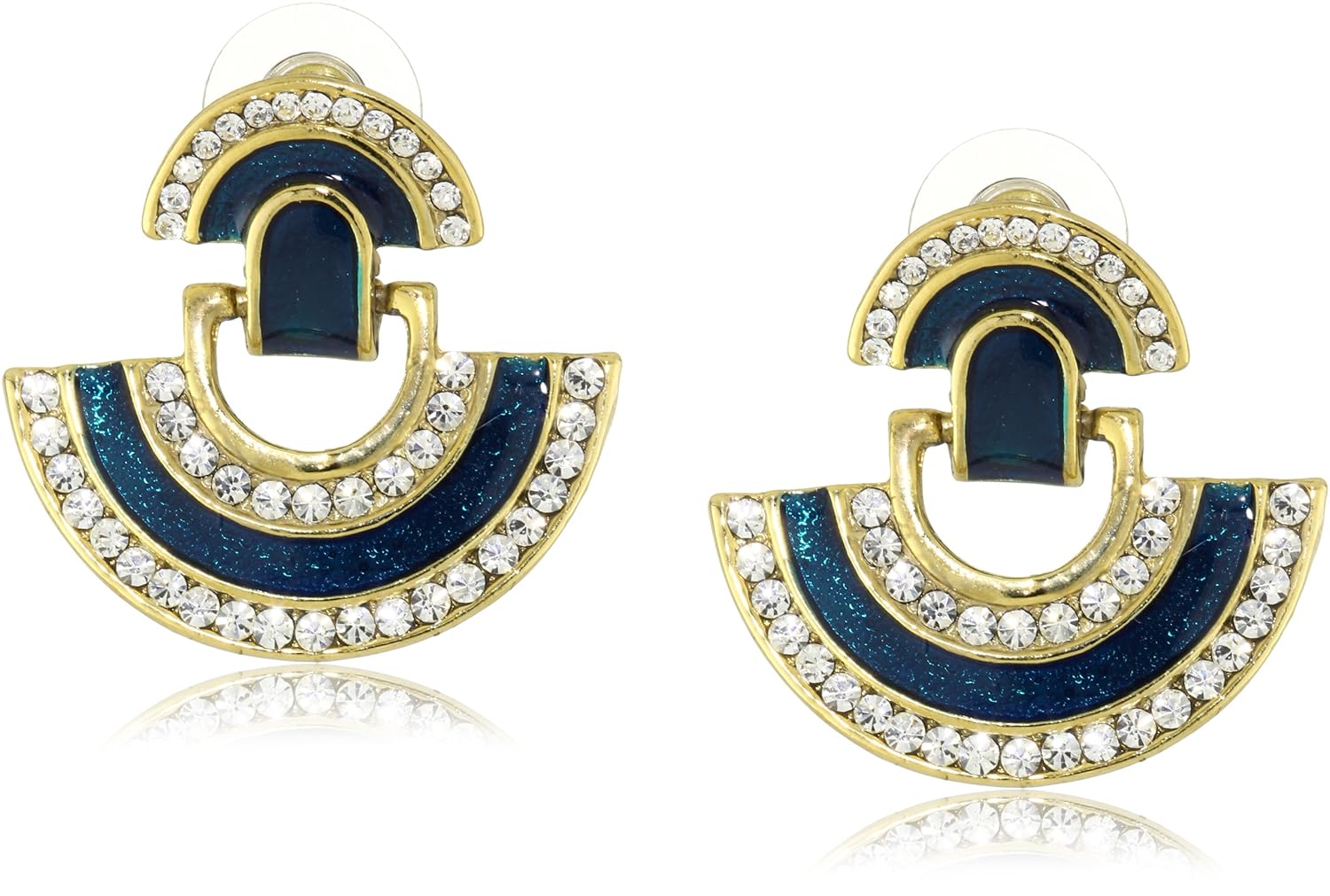 yochi navy crystal pendulum swing earrings